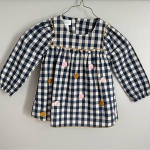 Mudpie Plaid w/ polka dots LS flutter top